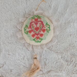 Hand Crafted Floral Embroidered Ornament with Tassel